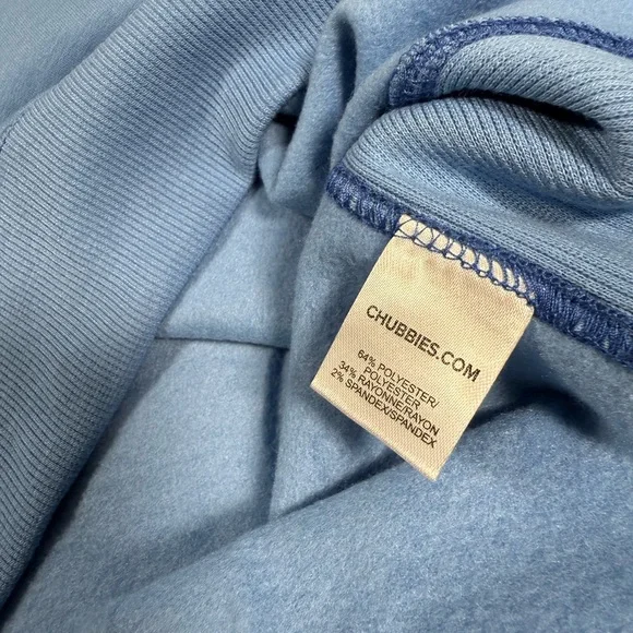 Chubbies Soft Terry Pullover Crewneck Sweatshirt Mens Medium Palm Tree Blue NWT - Picture 7 of 7